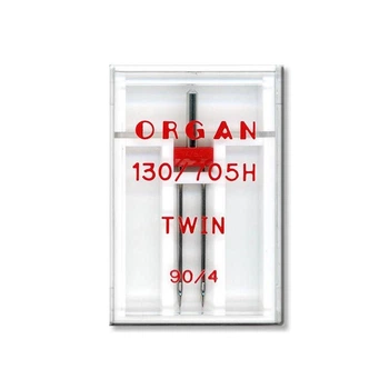Иглы швейные двойные универсальные ORGAN TWIN №90/4 пластиковый бокс для бытовых швейных машин (7019)