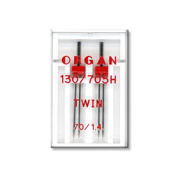 Иглы швейные двойные универсальные ORGAN TWIN №70/1,4 пластиковый бокс для бытовых швейных машин (7051)