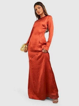 Платье вечернее длинное осеннее женское Boohoo GZZ74564 44 Бронзовое (KAY2000001551844)