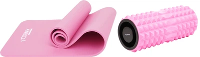 Набор Коврик спортивный Cornix NBR 183 x 61 x 1 см для йоги и фитнеса Pink + Массажный ролик Cornix EVA 33 x 14 см (валик, роллер) Pink (XR-0010+XR-0339)