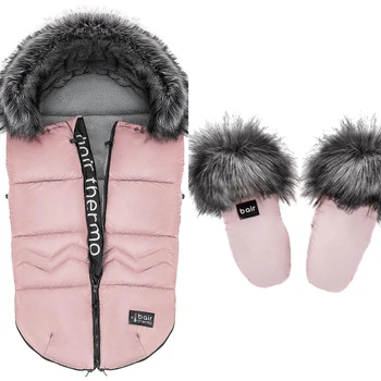 Конверт зимний Bair Alaska + варежки с мехом Розовый