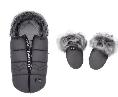 Конверт зимний Bair Alaska + варежки с мехом Графит