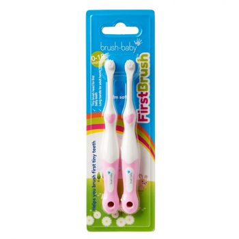Зубна щітка від 0 до 18 місяців Brush-baby First Brush набір 2 шт Pink