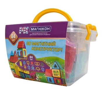 Конструктор Магнікон 84 детали Plastic box [98415]