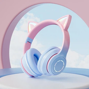 Навушники з котячими вушками CATEAR JST-BT035C (Blue-Pink)