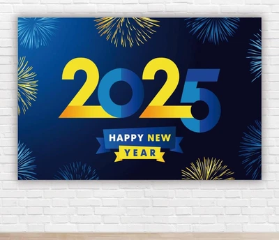 Паперовий плакат на Новий рік / Різдво "Happy New Year 2025", 100х150 см