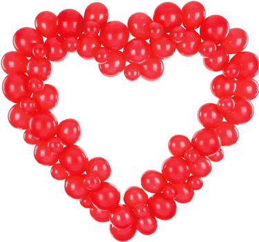 Girlanda balonowa PartyDeco ze stelażem Heart Valentine 160 cm Czerwona (5904555005174)