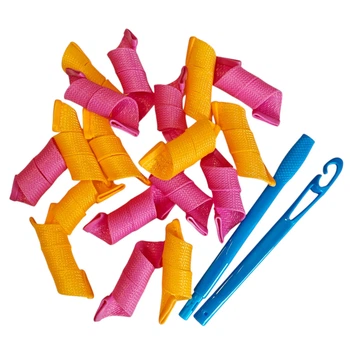 Бигуди Magic Curler "Спираль" длина 20 см, набор 18 шт., стандартный локон, оранжево-розовые