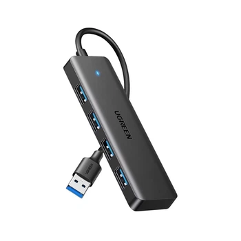 USB хаб розширювач із входом USB-A HUB Ugreen Ultra Slim CM219 4-in-1 (USB-A to USB 3.0*4, 0.15m). Black