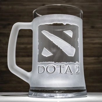 Пивная кружка с гравировкой лого DOTA 2 Дота 2