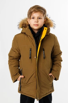Куртка зимняя Imydaq Style для мальчика 10-15 лет арт.2190, Горчичный, 146
