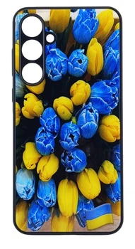 Чехол Glass Case для Samsung Galaxy A35 5G / A356 стеклянный бампер с рисунком цветы тюльпаны Ukraine