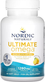Жирные кислоты Nordic Naturals Рыбий жир Ultimate Omega 1000 мг 60 мягких капсул Лимонный (768990017971)