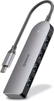 USB-хаб Real-El CQ-415 USB 3.0 Space Grey (EL123110001)