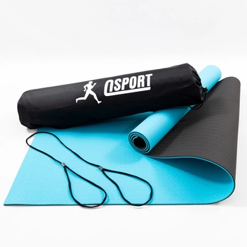 Коврик для йоги и фитнеса + чехол (мат, каремат спортивный) OSPORT Yoga ECO Pro 6мм (n-0007) Бирюзово-черный