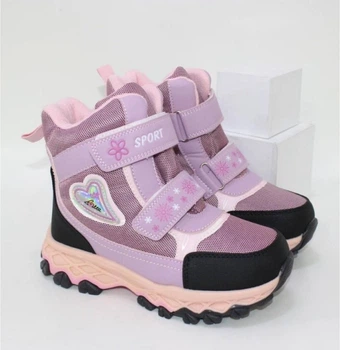 Зимние ботинки на липучках для девочек BBT.kids Сиреневый с розовым (T6951 pink-purple (35 (22 см))