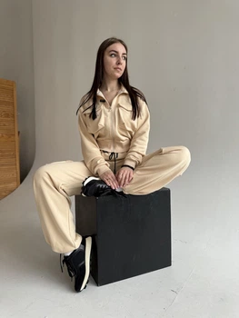 Спортивний костюм жіночий тринитка петля (L) VivaVerba молочний 1005 milk