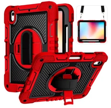 Чехол Carbon Armor Cover Tablet на Samsung Galaxy Tab S10 Lite (10.9") / защитный чехол для планшета с ремешком в комплекте / (красный)