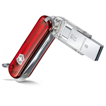 Ніж Victorinox VictorinoxWor 58 мм Прозорий червоний USB 3.0/3.1 32 Gb (4.6235.TG32B1)