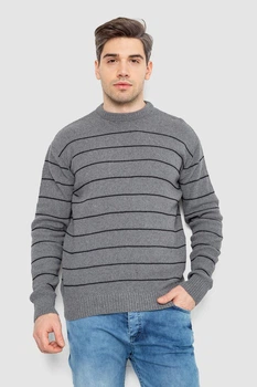 Светр чоловічий в смужку, колір сірий, 161R1057, XL