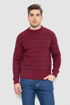 Светр чоловічий в смужку, колір бордовий, 161R1057, XXL