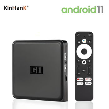 Смарт ТВ-приставка Kinhank G1: Amlogic S905X4, 4GB/32GB, 4K HDR10+, Dolby Vision, AV1, Wi-Fi 6, Chromecast, Android TV 11 + Пульт з голосовим керуванням та Google Assistant