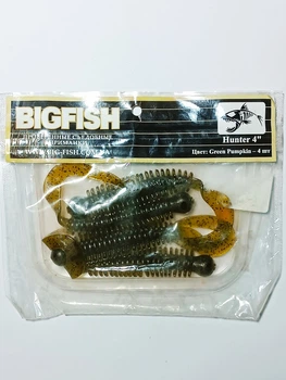 Силікон їстівний Big fish Hunter 4" col. Green pumpkin 4шт/уп