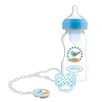 Пляшечка для годування + пустушка Dr. Brown`s WB91612 Options+ Блакитний 270 мл