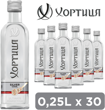 Упаковка горілки Хортиця Срібна прохолода 0.25 л 40% х 30 шт. (4820229033186B)