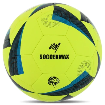 Мяч футбольный №5 PU ламинированная гибридная сшивка HYBRID SOCCERMAX FB-7992 (PU, желтый)
