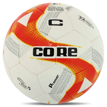 Мяч футбольный №5 PU ламинированный сшит вручную CORE PREMIER FB-8464 (№5, 4 сл., сшит вручную, белый-оранжевый)