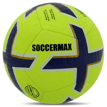 Мяч футбольный профессиональный №5 HYBRID SOCCERMAX FB-4362 (PU, желтый-синий)
