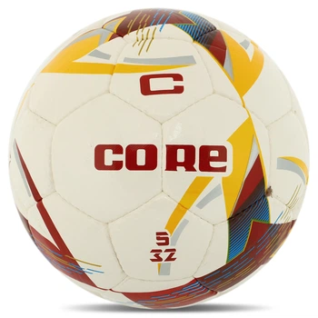 Мяч футбольный №5 PU ламинированный сшитый вручную CORE GALAXY FB-8461 (№5, 4 сл., сшитый вручную, белый-желтый)