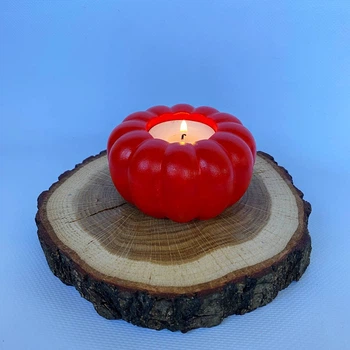 Подсвечник с гипса Julia's Candle тыква оранжевая и чайная свеча 3шт (951339701382)