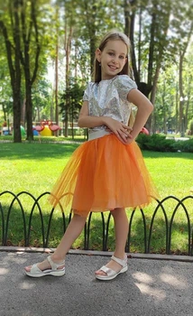 Спідниця фатинова для дівчаток помаранчева зріст 128