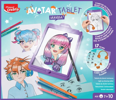 Набір для творчості Maped Creativ Avatar Studio Tablet Manga Підсвічувана дошка для малювання з трафаретами (3154149070763)