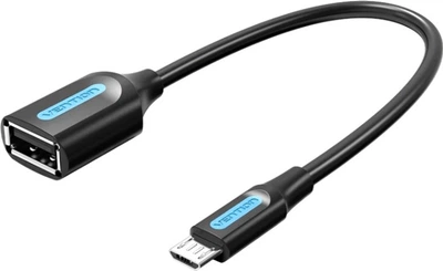 Переходник Vention USB 2.0 Micro BM --> USB AF (OTG) 0.15 м, Black PVC (CCUBB)