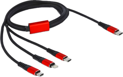 Зарядний кабель Delock USB 3 в 1 USB Type-C до Lightning / Micro USB / USB Type-C 1 м (4043619867110)