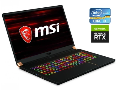 Игровой ноутбук MSI GS75 Stealth 9SG / 17.3" (1920x1080) IPS / Intel Core i9-9880H (8 (16) ядер по 2.3 - 4.8 GHz) / 32 GB DDR4 / 1000 GB SSD / nVidia GeForce RTX 2080 Max-Q, 8 GB GDDR6, 256-bit / WebCam б/у