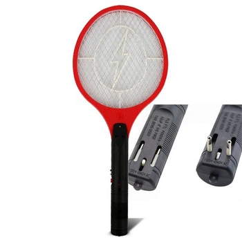 Электрическая мухобойка на аккумуляторе Rechargeable, ракетка для уничтожения комаров, мух, мошек и других летающих насекомых, красная (434672-8)