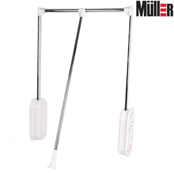 Гардеробный лифт (пантограф) Muller 532-705мм с доводчиком и газовым амортизатором, белый+хром (0051)