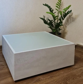 Журнальный столик Grail Satin 640х640х250мм Серый камень + Стекло сатин (0109)