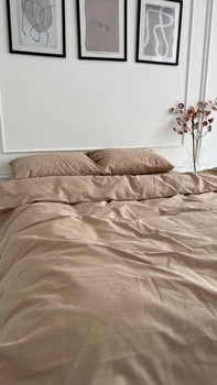 Комплект постельного белья евро 200х220 Бязь Gold Luxe наволочки 50х70 капучино