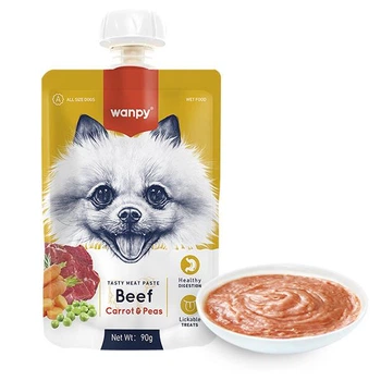 Жидкий корм для собак Wanpy Beef Carrot & Pea крем-пюре говядина с морковью, 90 г (6927749870227)