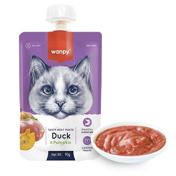 Жидкий корм для кошек Wanpy Duck & Pumkin крем-пюре утка с тыквой, 90г (6927749871521)