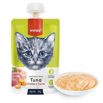 Жидкий корм для кошек Wanpy Tuna Chicken & Carrot крем-пюре тунец и курица с морковью, 90г (6927749871545)