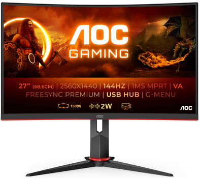 Монитор 27" AOC CQ27G2U/BK 2K VA 144 Гц Б/В
