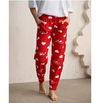 Хлопковые штаны Женские XL красные 18236