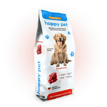 Сухой гипоаллергенный корм Happy Pet для взрослых собак всех пород с говядиной 5 кг