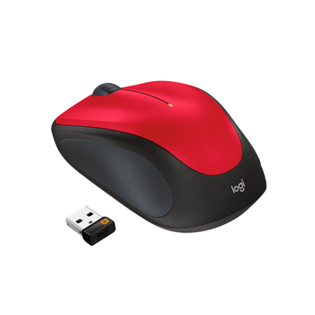 Компьютерная мышка Logitech M235, USB, беспроводная, оптическая 1000 dpi, 3 кнопки, 1xAA Red/Black